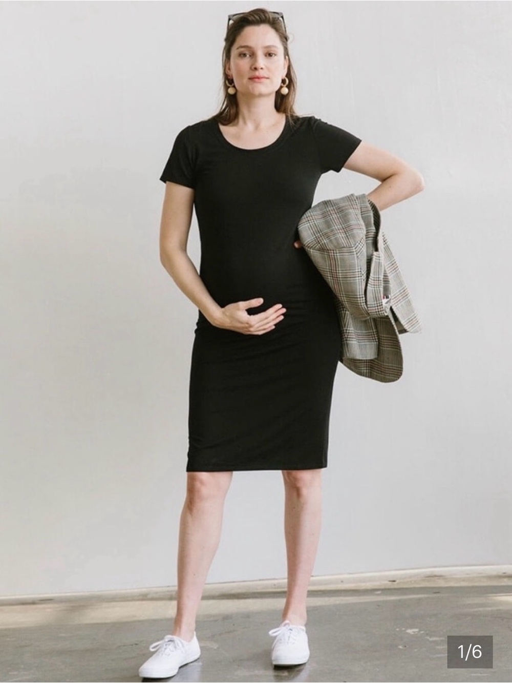 STORQ Black Short-Sleeve Maternity Sheath Dress - size S/1